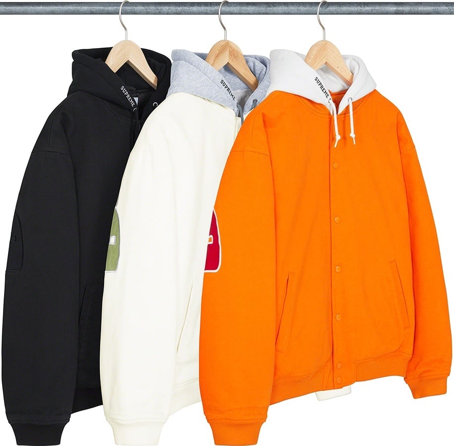 Hooded Twill Varsity Jacket view 19